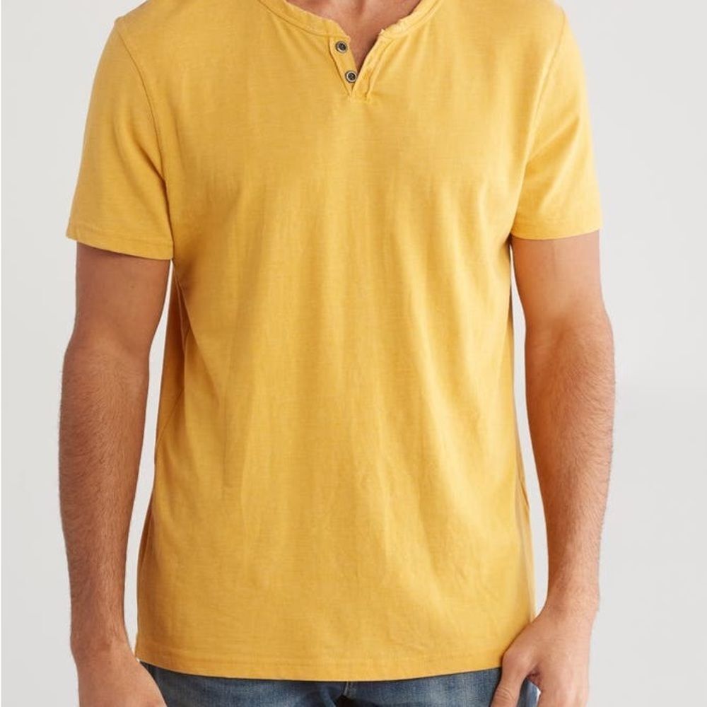Lucky‎ brand, Venice burnout Button Notch Neck T-Shirt gold 2xl t nwt